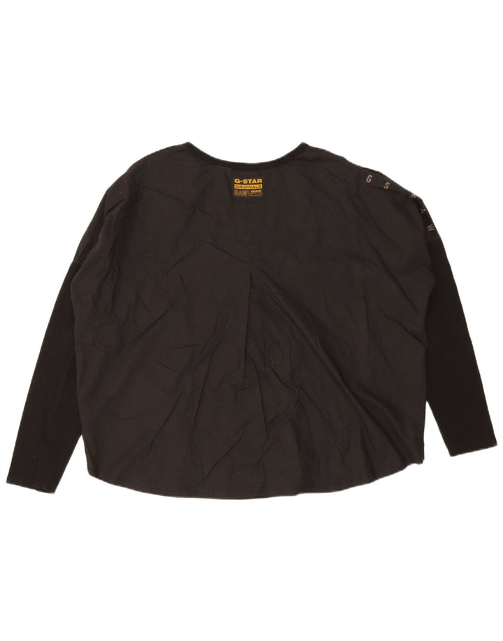 G-Star Mujer Oversize Top Manga Larga UK 44 Mediano Algodón Negro