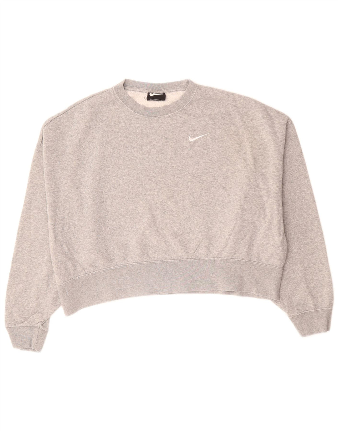 NIKE Mujer Oversize Crop Sudadera Jumper UK 10 Small Gris Algodón