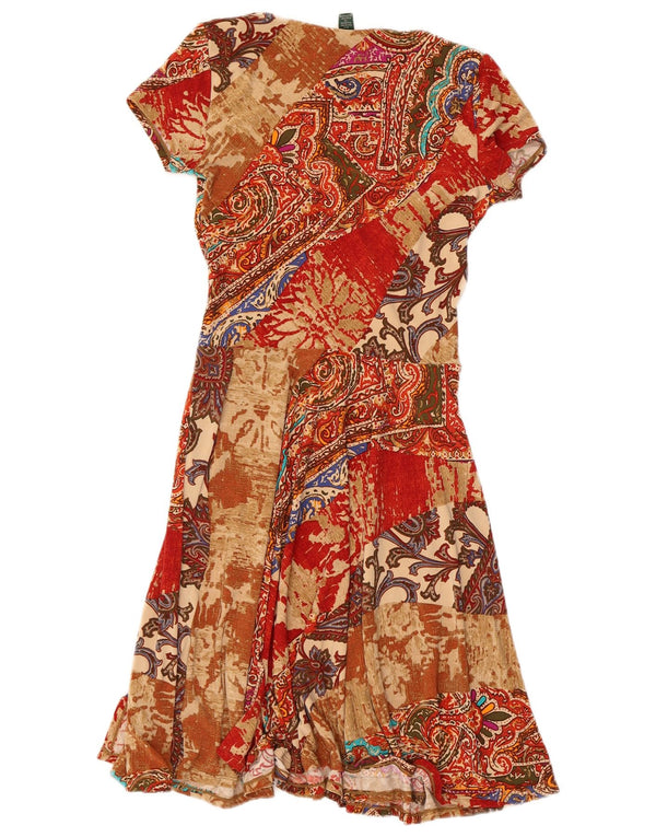 Ralph Lauren Womens A-Line Dress UK 4 XS Brown Paisley Polyester