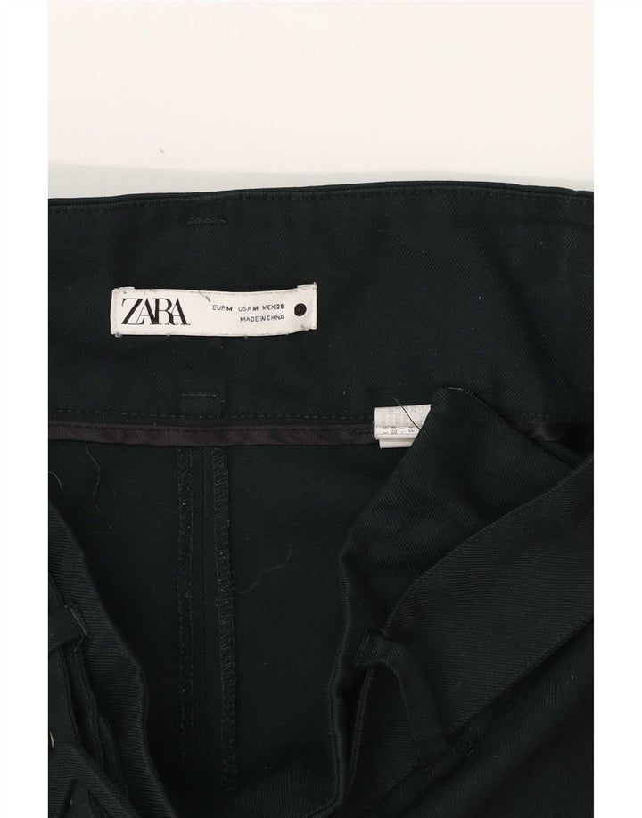 Zara Mujer Pantalón Cropped De Pierna Ancha Mediano W30 L25 Poliéster Verde