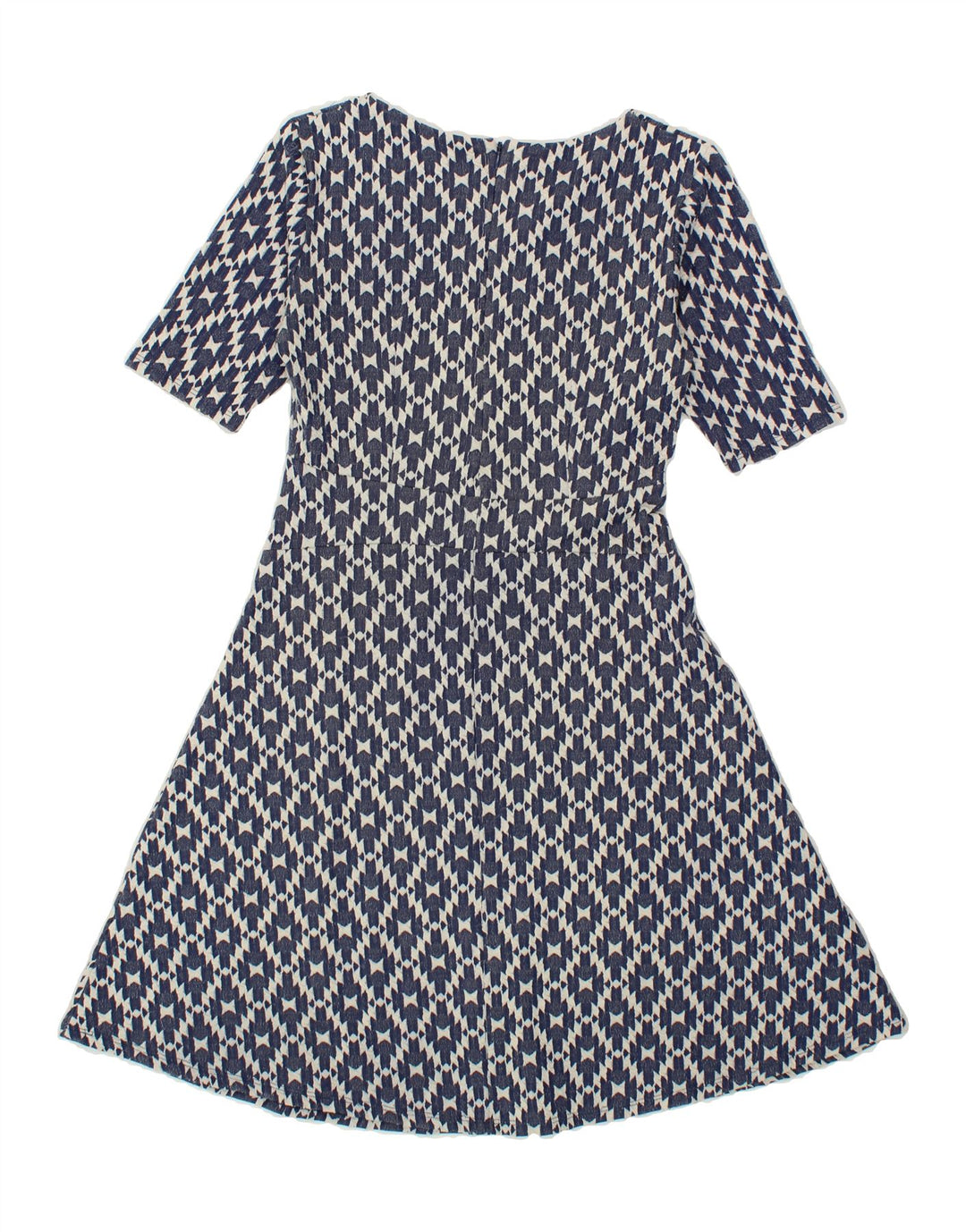 NEXT Womens A-Line Dress UK 12 Medium Navy Blue Ikat Cotton Vintage Next and Second-Hand Next from Messina Hembry 