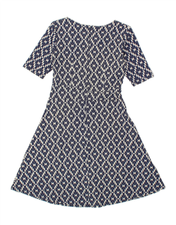 NEXT Womens A-Line Dress UK 12 Medium Navy Blue Ikat Cotton Vintage Next and Second-Hand Next from Messina Hembry 