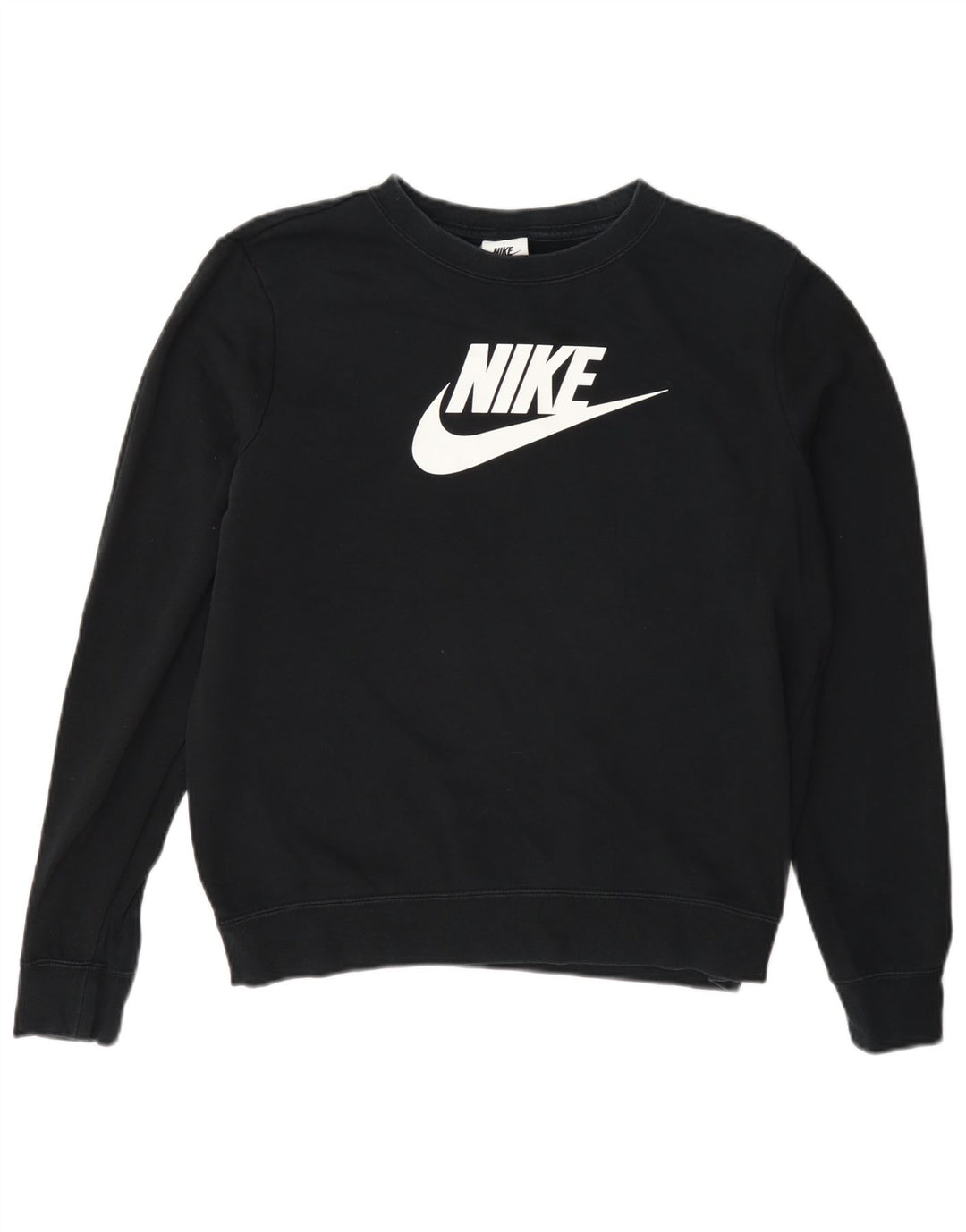 Nike Sudadera de gran tamaño con gráfico para mujer UK 10 Small Black Cotton