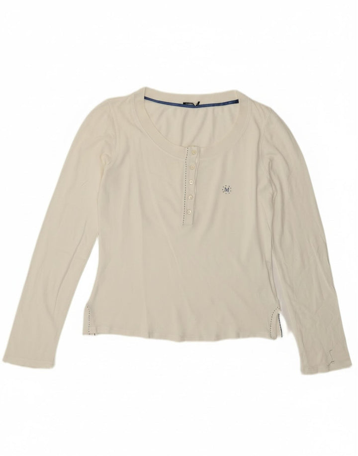 Marella Top Mujer Manga Larga UK 44 Grande Algodón Blanco Roto