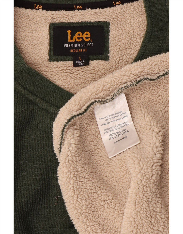 Lee Hombre Regular Fit Sudadera Jumper Large Verde Algodón