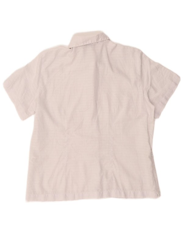 Rohan Blusa camisera de manga corta para mujer UK 44 Poliéster a cuadros blanco mediano