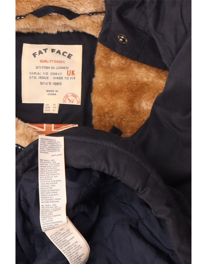 Parka Sherpa con capucha para mujer de Fat Face UK 46 Grande Poliéster azul marino