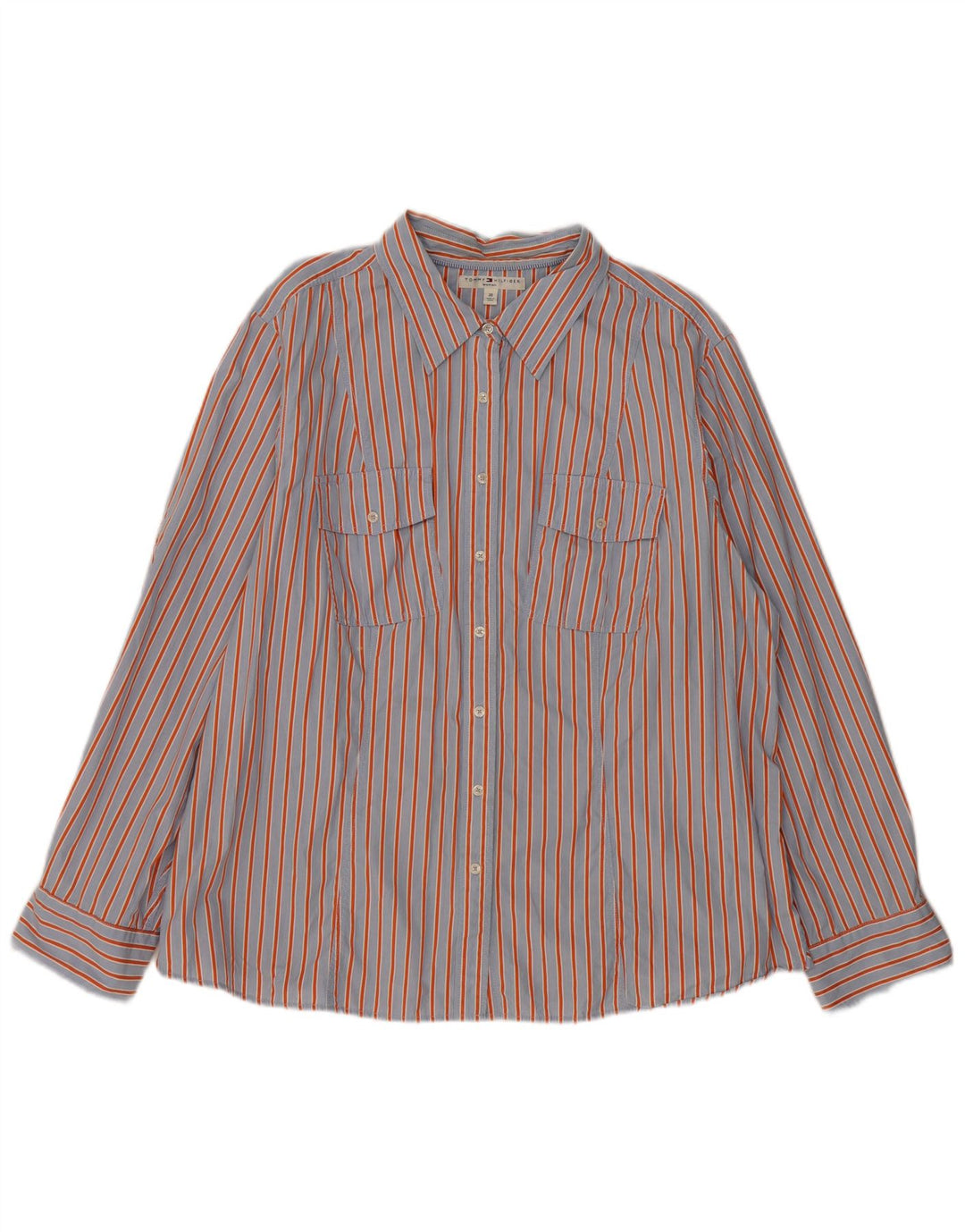 TOMMY HILFIGER Camisa para mujer US 20 3XL Algodón a rayas azules