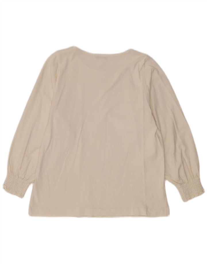 BENETTON Blusa de manga larga para mujer UK 44 Algodón blanco mediano