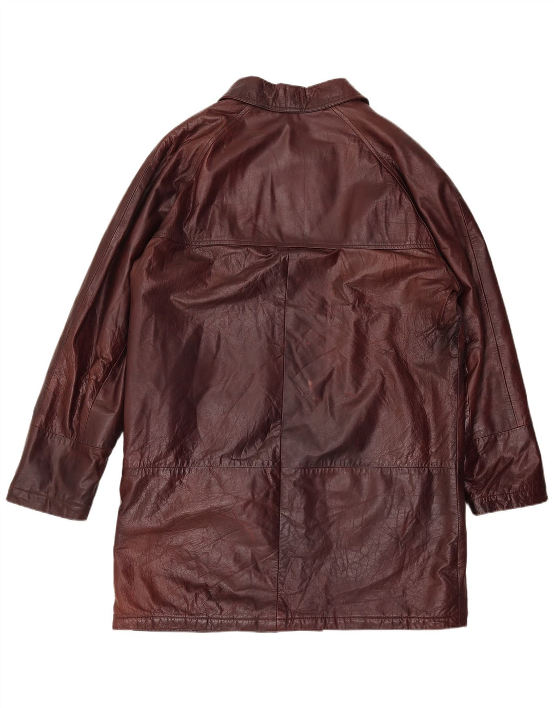 VINTAGE Abrigo de cuero para mujer IT 54 2XL Cuero burdeos