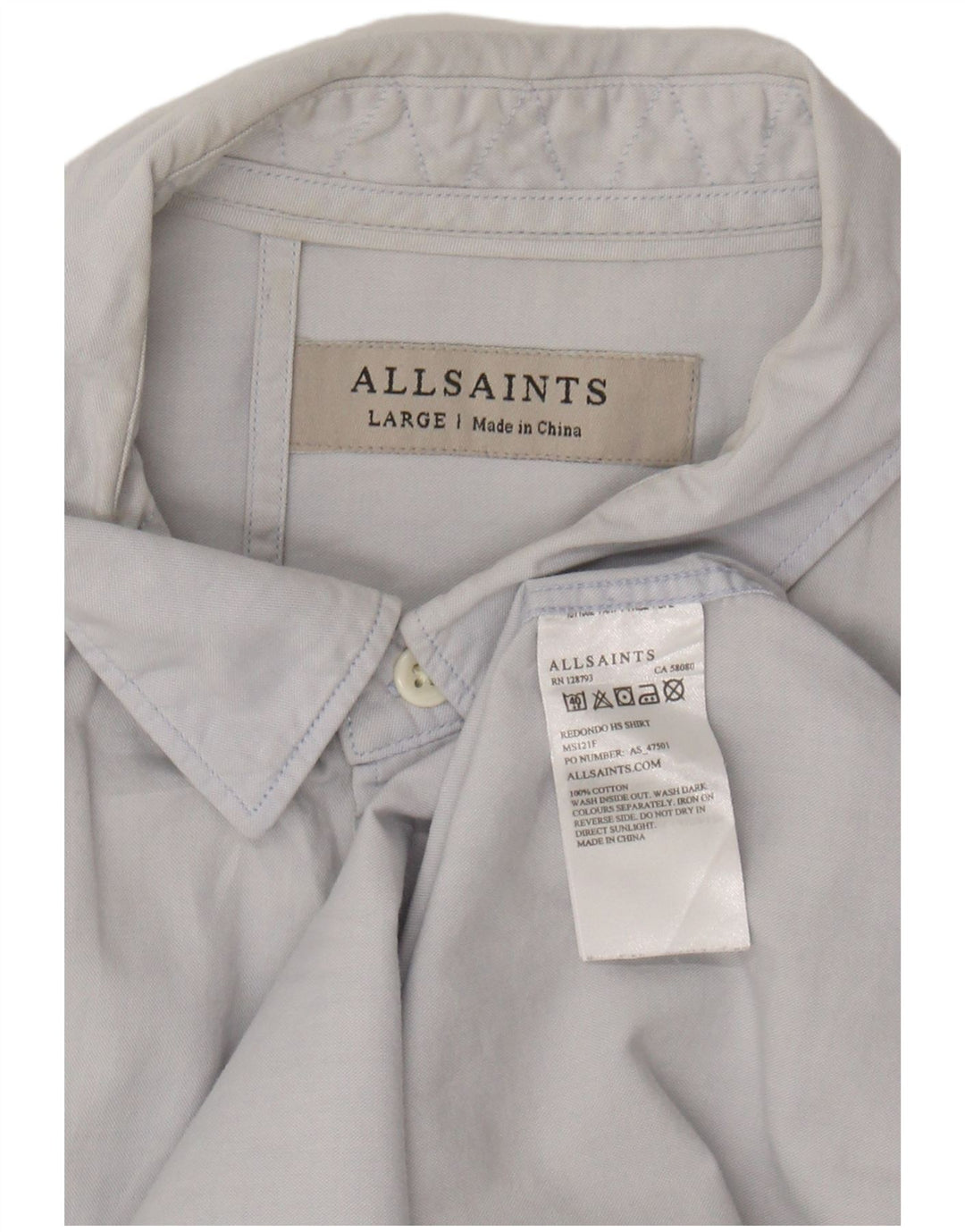 ALL SAINTS Mens Short Sleeve Shirt Large Blue Cotton