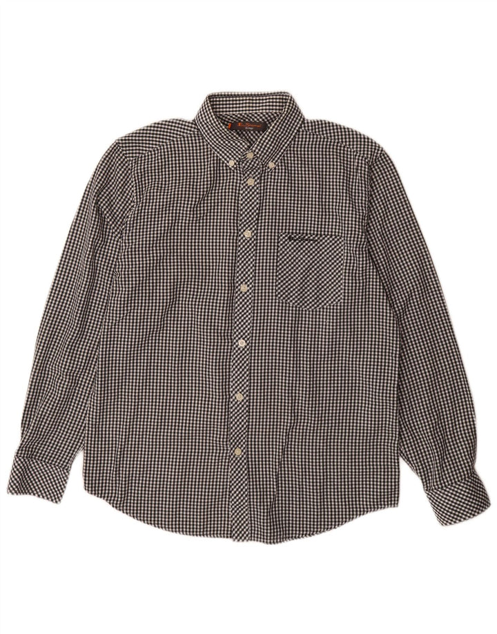 BEN SHERMAN Camisa Heritage para hombre Algodón a cuadros negro mediano