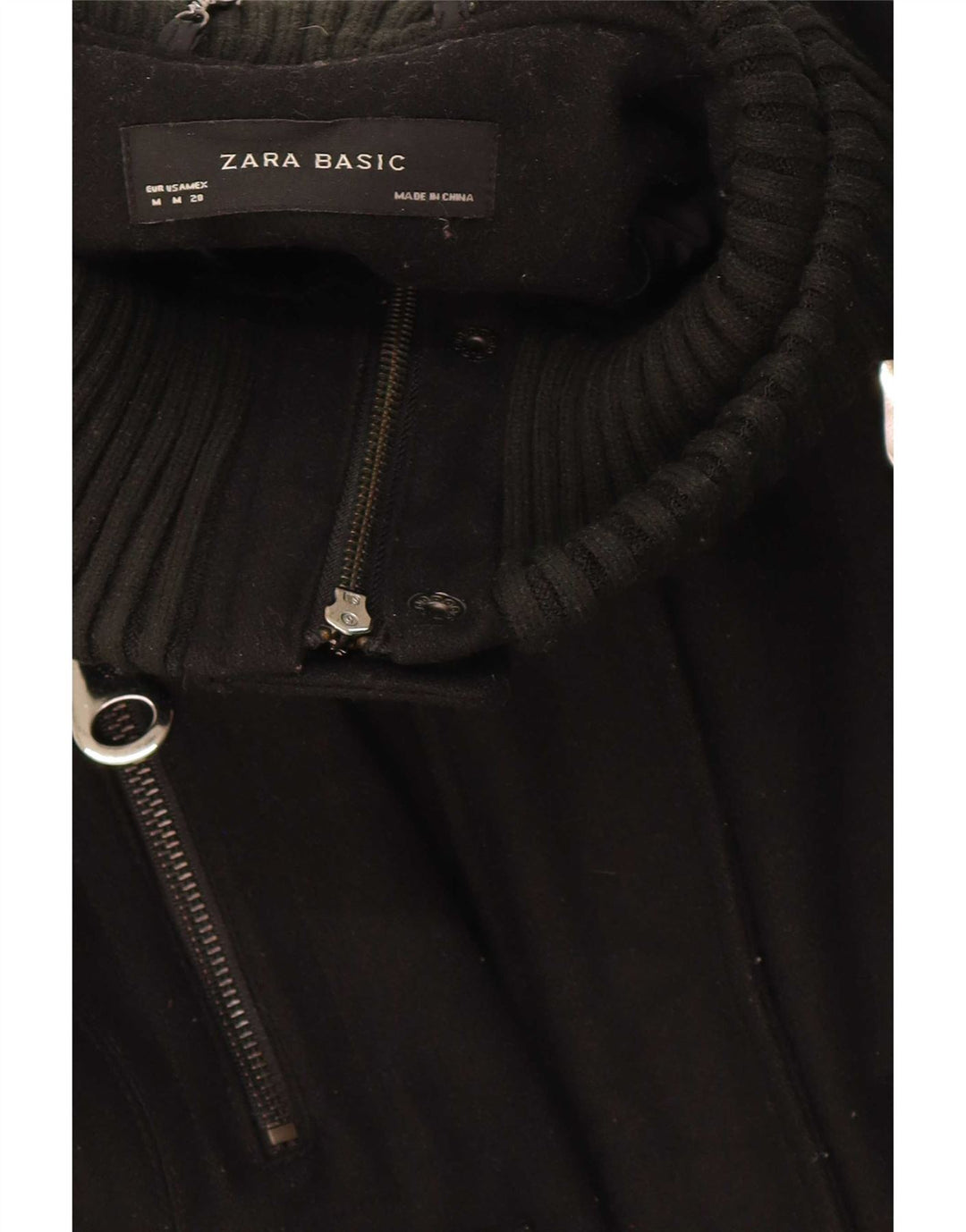 Zara Mujer Chaqueta Bomber UK 40 Mediana Lana Negra