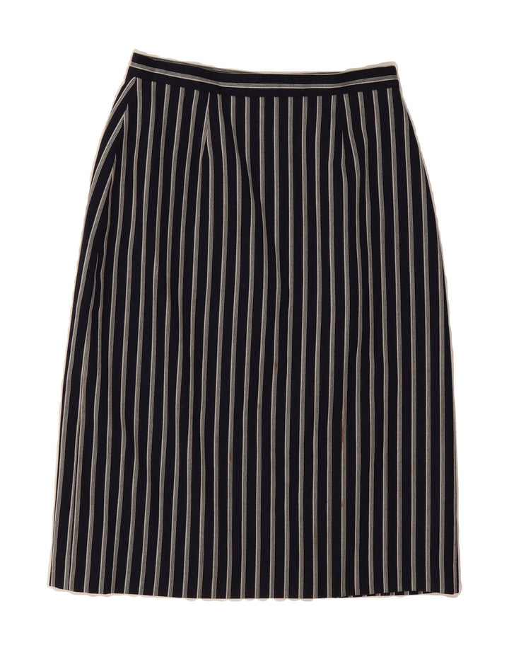 PLANET Womens A-Line Skirt UK 12 Medium W28  Navy Blue Striped Vintage Planet and Second-Hand Planet from Messina Hembry 