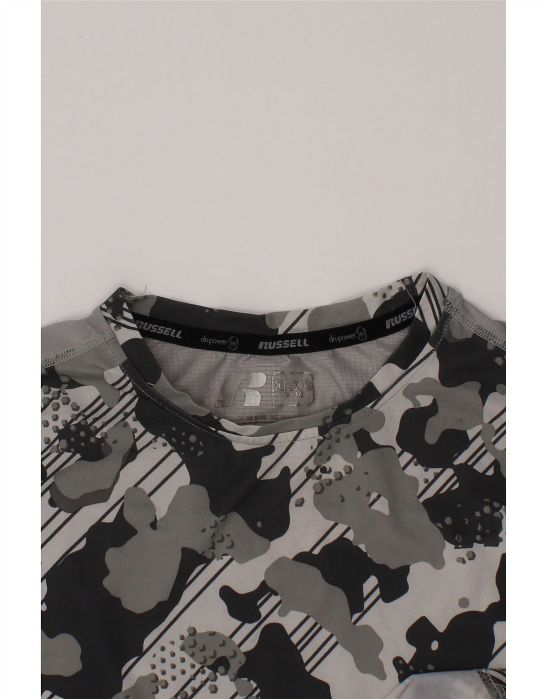 RUSSELL ATHLETIC Camiseta Dri-Power para niño 14-15 años XL Gris Camuflaje