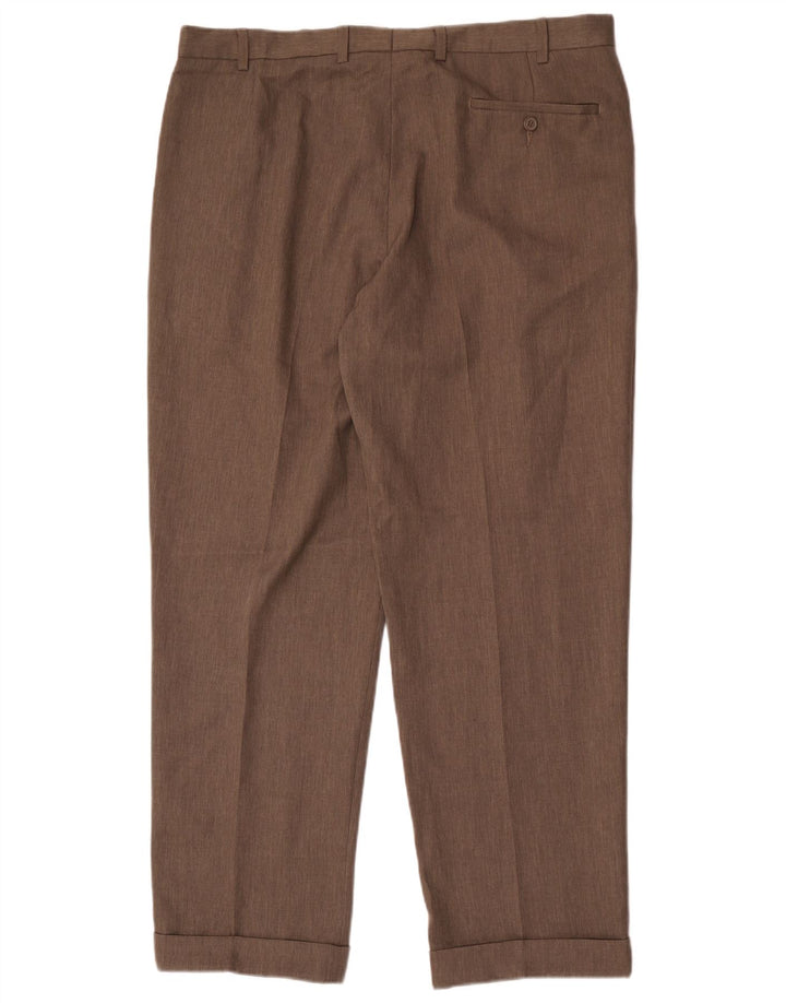 Marks & Spencer Pantalón de traje con pinzas para hombre W38 L31 Poliéster gris