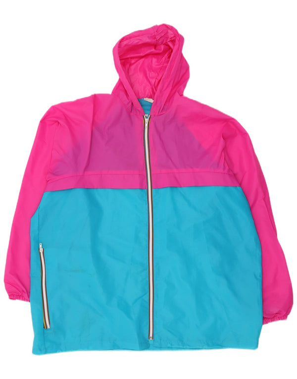 Vintage Mens Hooded Rain Jacket UK 44 2XL Blue Colourblock Polyamide
