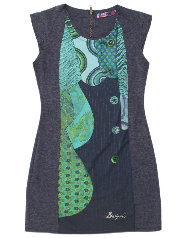 Desigual Vestido tubo para mujer UK 44 Azul medio Geométrico