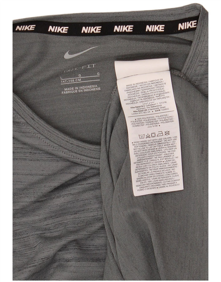 NIKE Camiseta Dri Fit para niños 12-13 años Grande Gris Rayas Poliéster