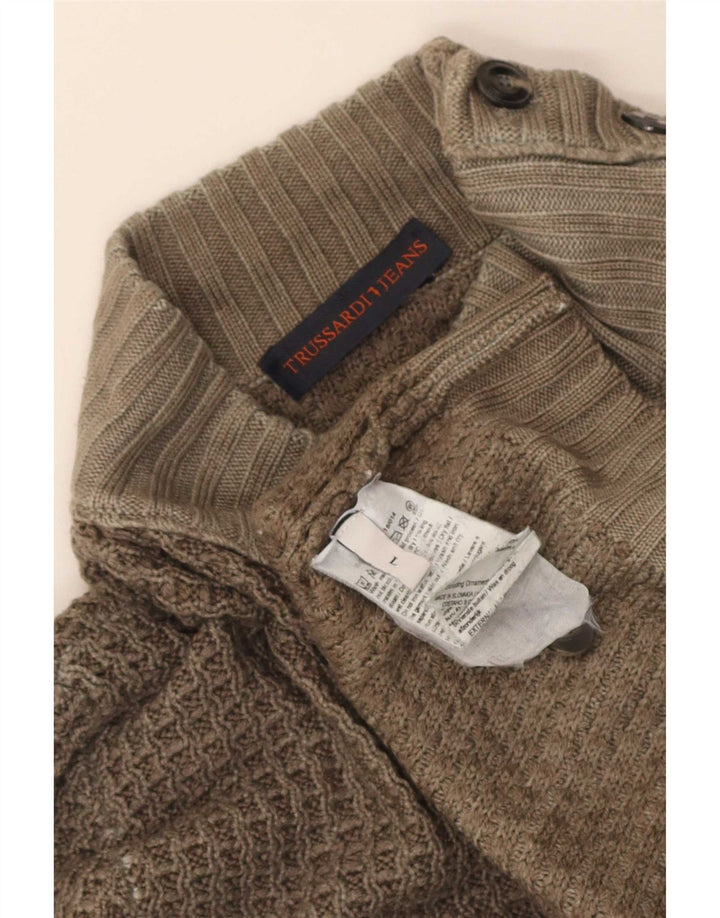 Jersey Hombre Trussardi Jeans Cuello Tortuga Large Lana Caqui