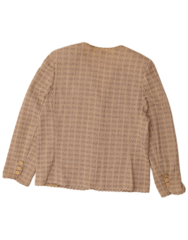 Liola Chaqueta Blazer de Manga 3/4 con 3 Botones para Mujer UK 46 Grande Algodón Beige