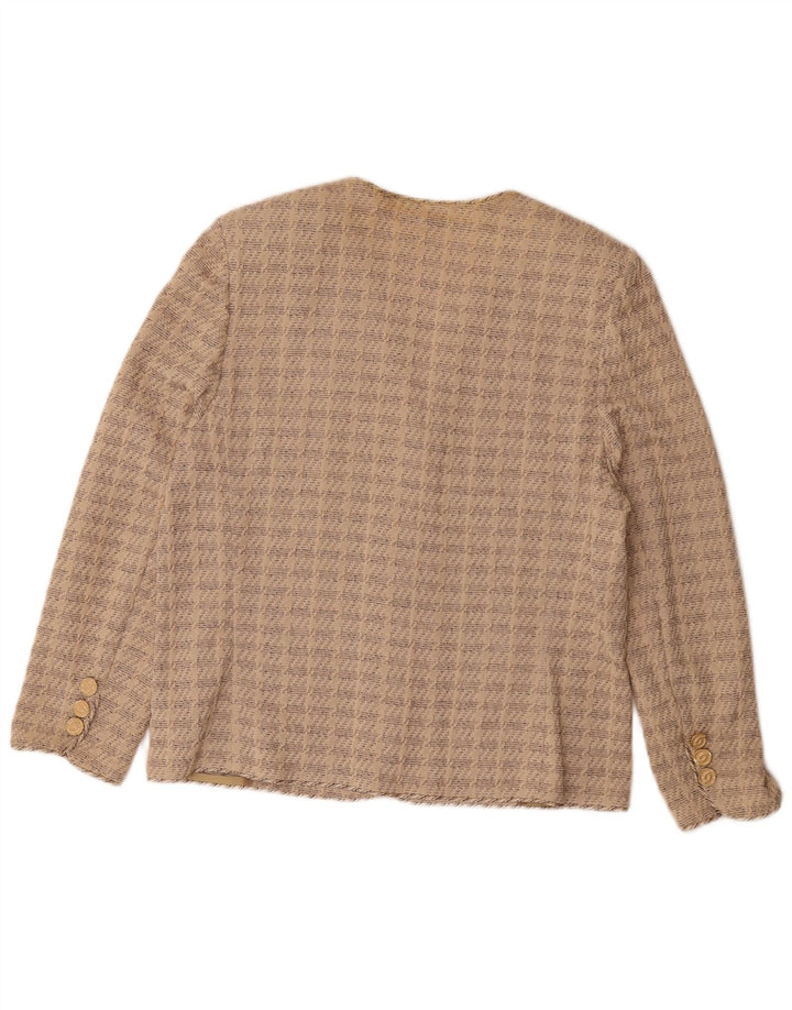 Liola Chaqueta Blazer de Manga 3/4 con 3 Botones para Mujer UK 46 Grande Algodón Beige