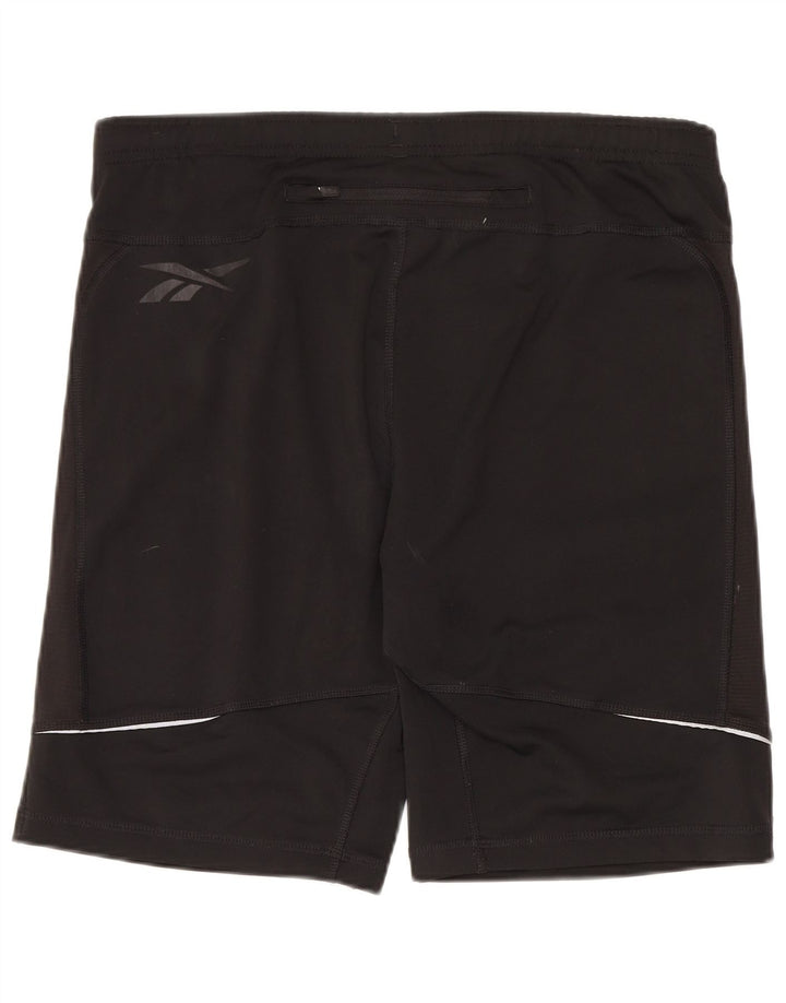 Reebok - Pantalones cortos deportivos para hombre, talla grande, poliéster negro