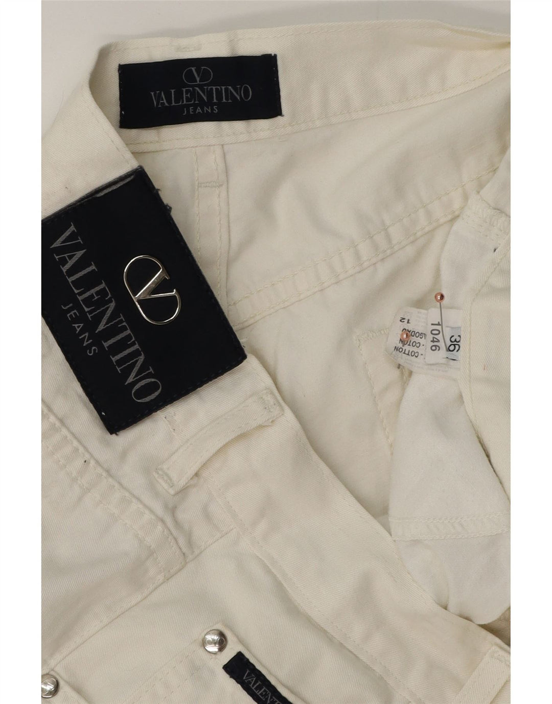 VALENTINO Pantalón Casual Recto Hombre W36 L31 Algodón Blanco