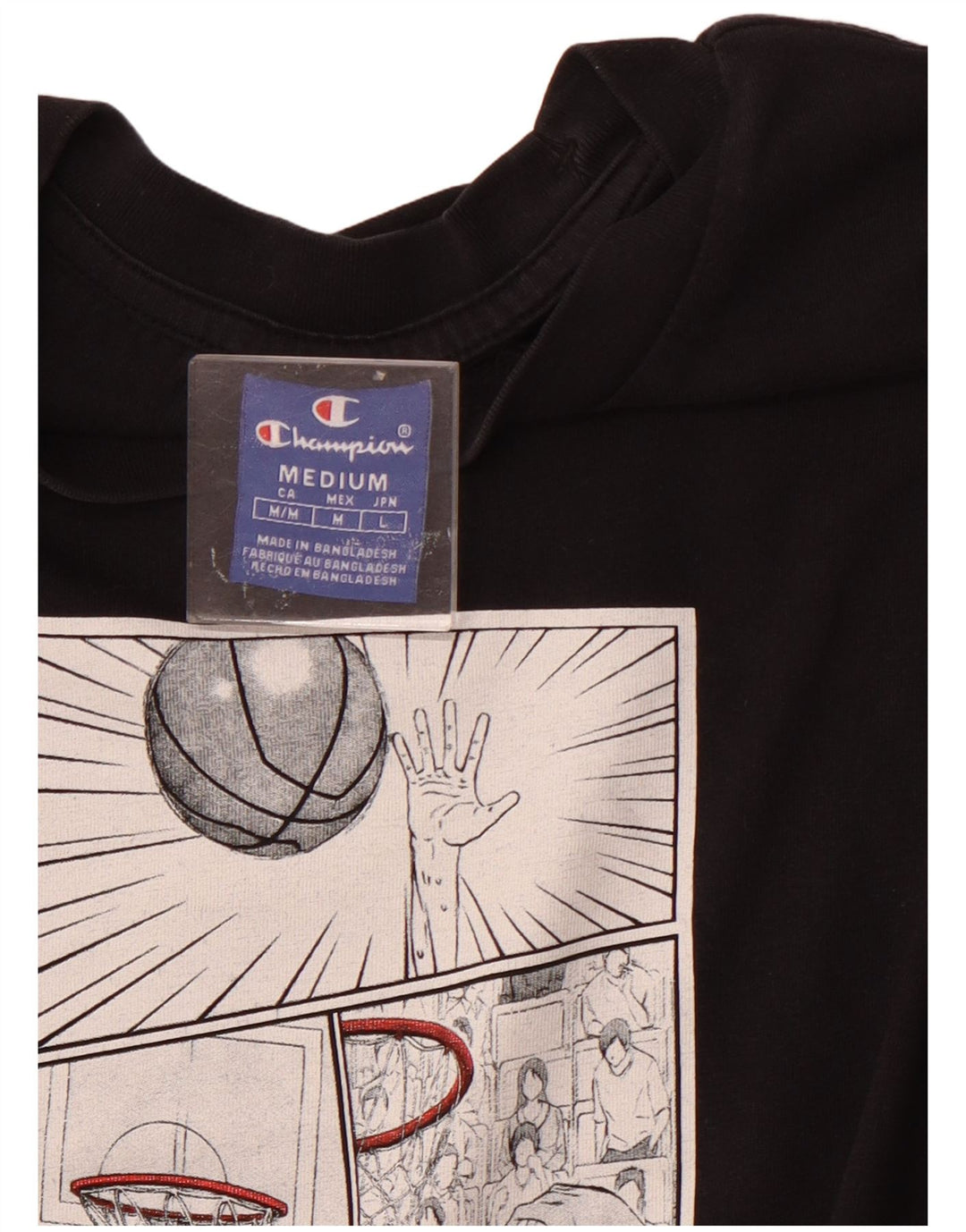 CHAMPION Camiseta gráfica para hombre Top mediano negro