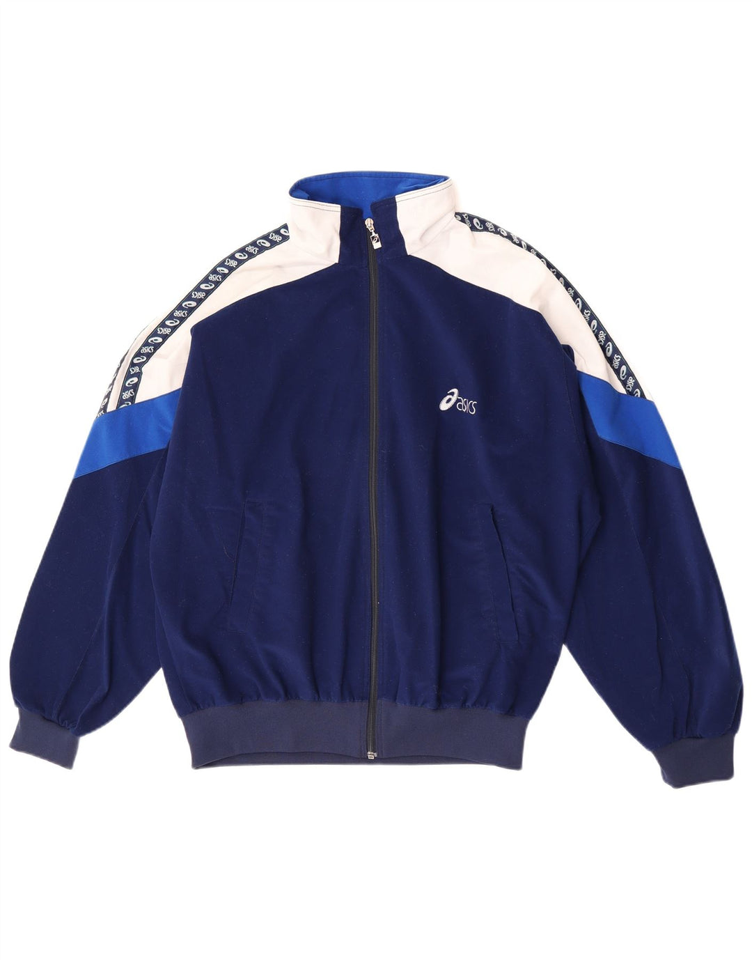 Asics Mens Graphic Chándal Top Chaqueta IT 52 Grande Azul Colorblock