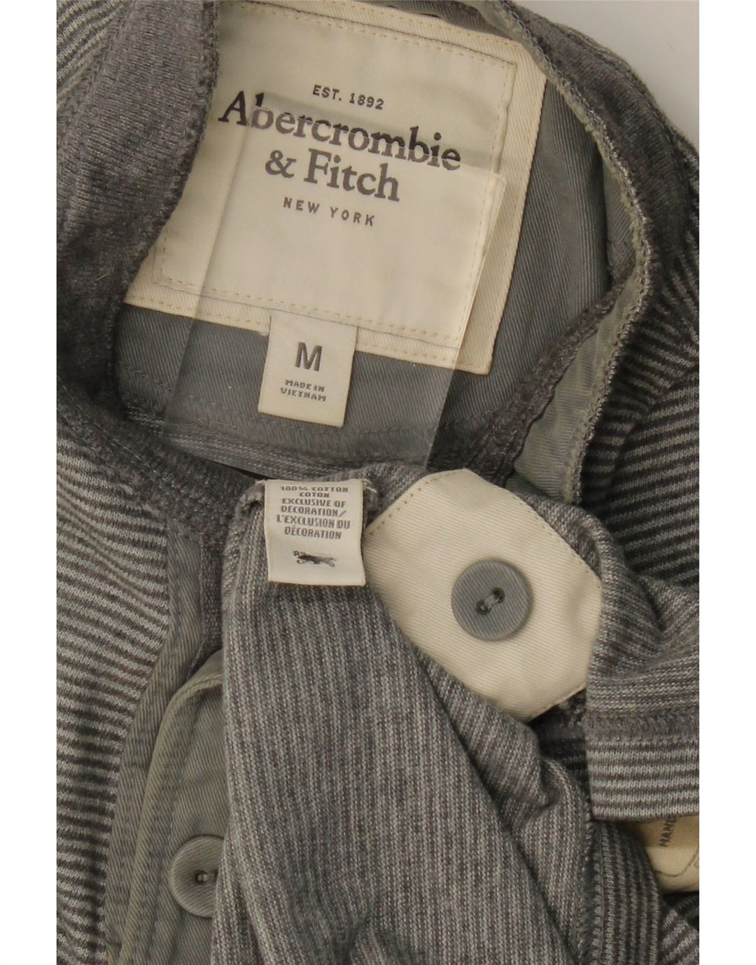 ABERCROMBIE & FITCH Polo para hombre de algodón a rayas gris medio