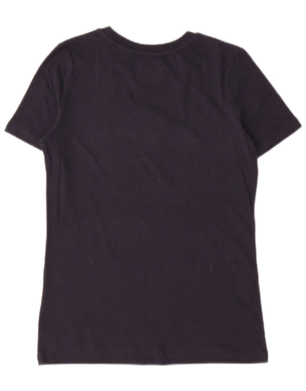 SUPERDRY Camiseta para mujer Top UK 8 Small Black Cotton