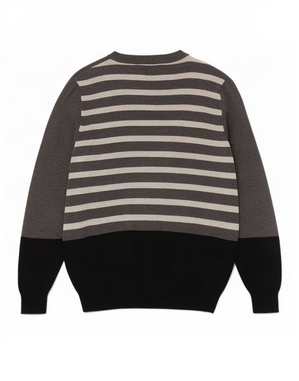 Diesel Mens Boat Neck Jumper Sweater Small Grey Colourblock Cotton