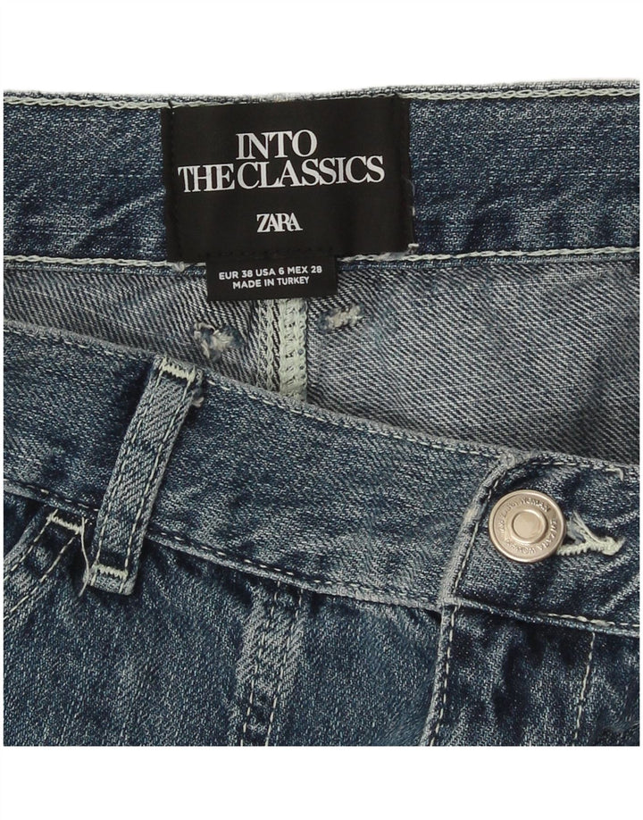 Zara Vaqueros rectos carpinteros para mujer EU 38 Small W28 L34 Azul