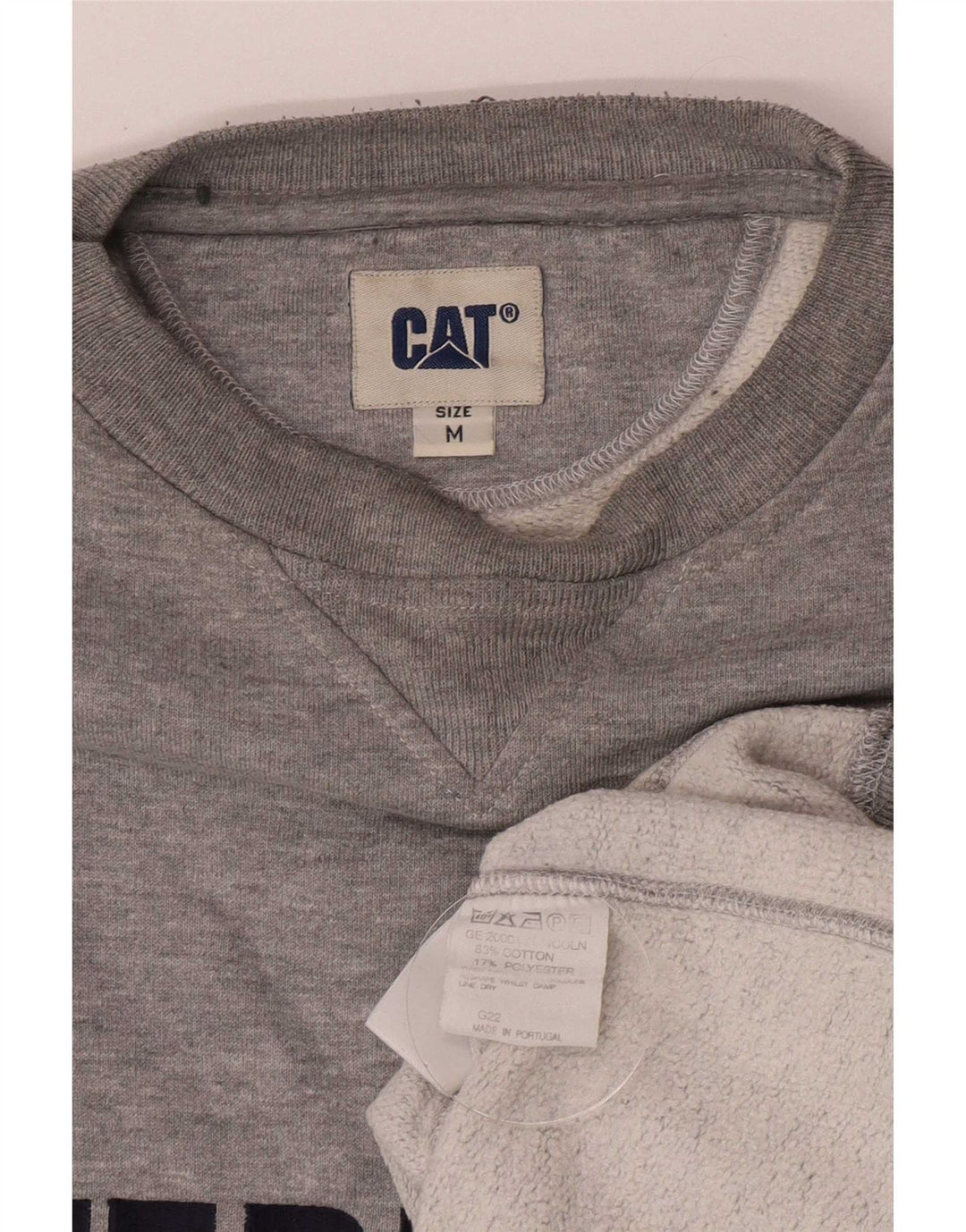 CAT - Sudadera holgada con gráfico para hombre, jersey de algodón gris medio
