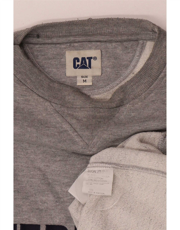 CAT - Sudadera holgada con gráfico para hombre, jersey de algodón gris medio