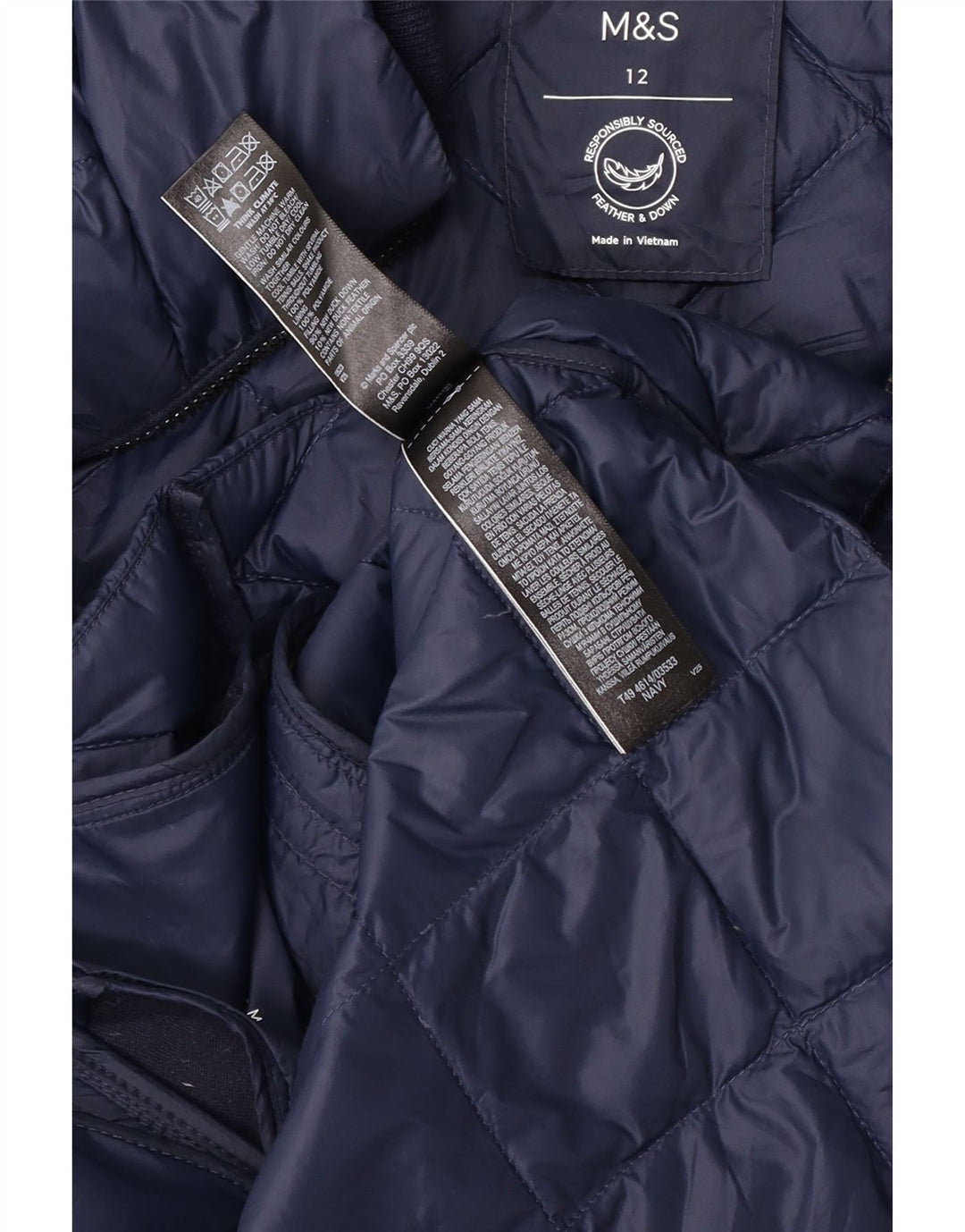 Marks & Spencer Chaqueta Acolchada Acolchada para Mujer UK 12 Medium Azul Marino
