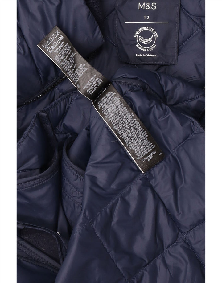 Marks & Spencer Chaqueta Acolchada Acolchada para Mujer UK 12 Medium Azul Marino