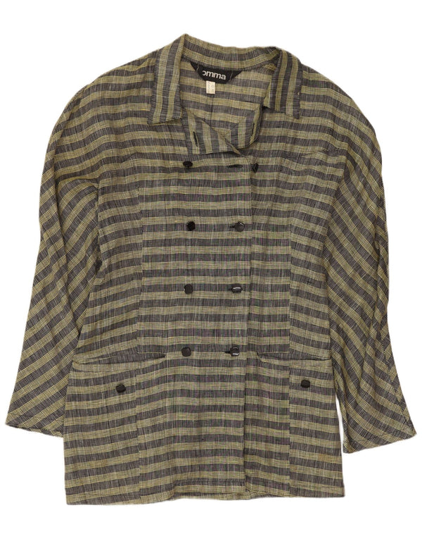 Comma, Chaqueta tipo blazer con doble botonadura para mujer UK 40 Large Yellow Check Wool