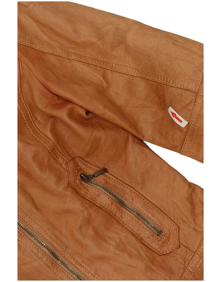 XETRA Chaqueta motera de cuero para mujer UK 8 Small Beige