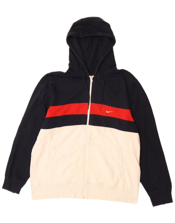 Nike Sudadera con capucha y cremallera para hombre XL Azul marino Colorblock Algodón