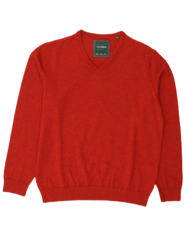 Charles Vogele Jersey con cuello en V para mujer UK 40 XL Poliacrílico rojo