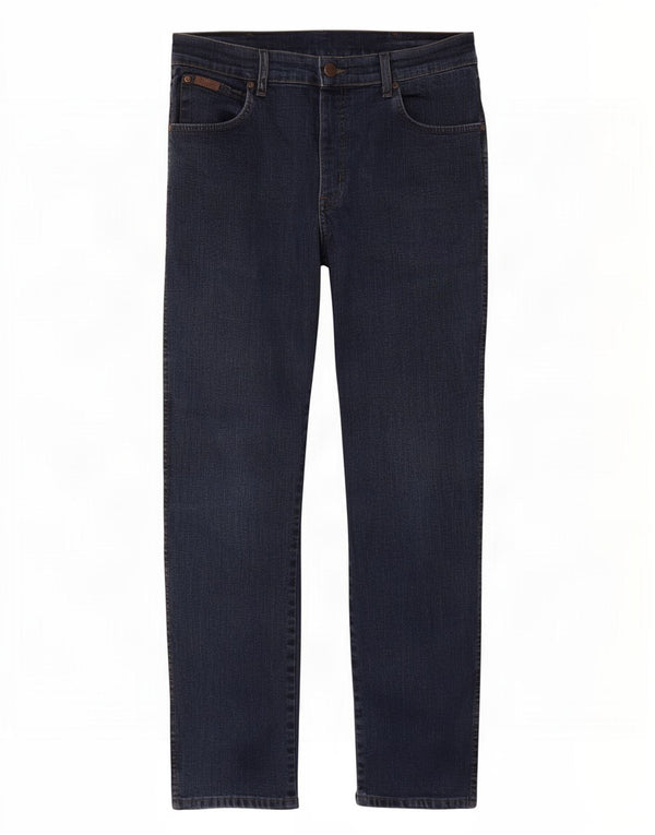 Wrangler Vaqueros rectos elásticos Texas para hombre W33 L30 Algodón azul marino