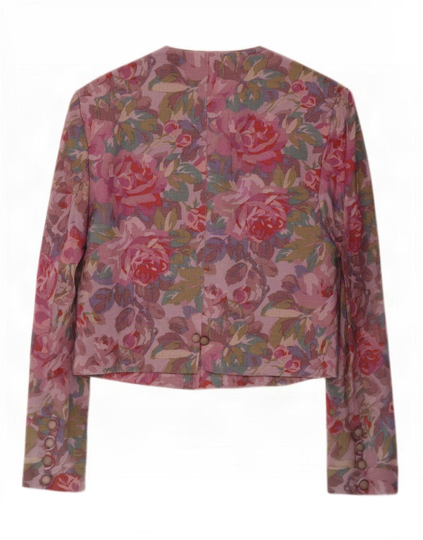 Oui Set Chaqueta Blazer para Mujer Reino Unido 10 Pequeño Acetato Floral Púrpura