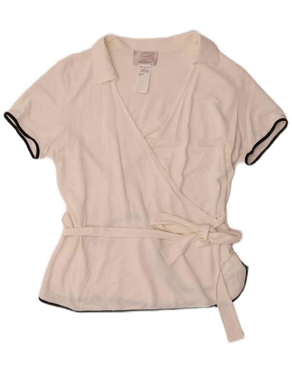 MARINA RINALDI Blusa cruzada de manga corta para mujer UK 44 Medium White