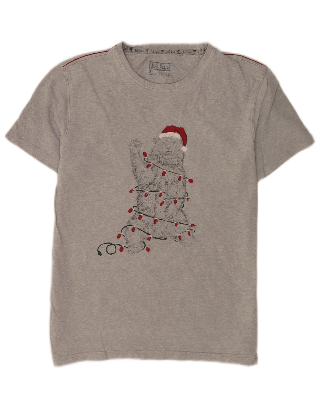 Camiseta con estampado gráfico de hombre de Fat Face, talla pequeña, de algodón moteado en gris