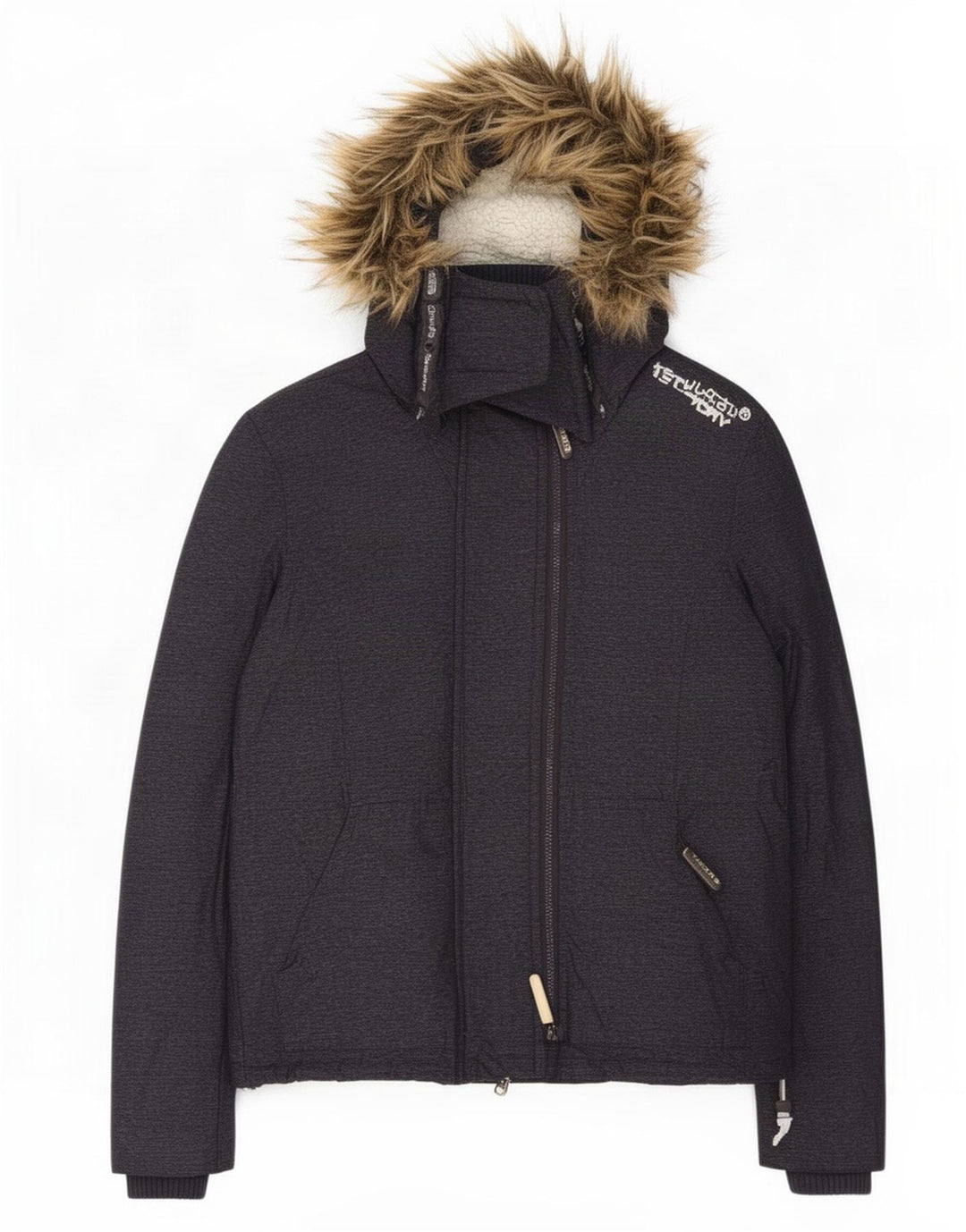 Superdry Chaqueta cortavientos con capucha para mujer UK 40 Poliéster gris medio