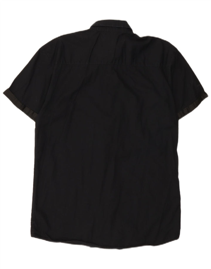 Jack & Jones Hombre Camisa De Manga Corta Grande Algodón Negro