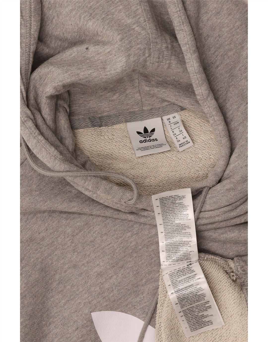 ADIDAS Jersey con capucha gráfico extragrande para mujer Reino Unido 8 Pequeño Algodón gris