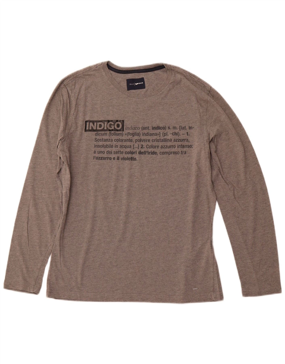 GAS Top gráfico para hombre de manga larga de algodón gris grande